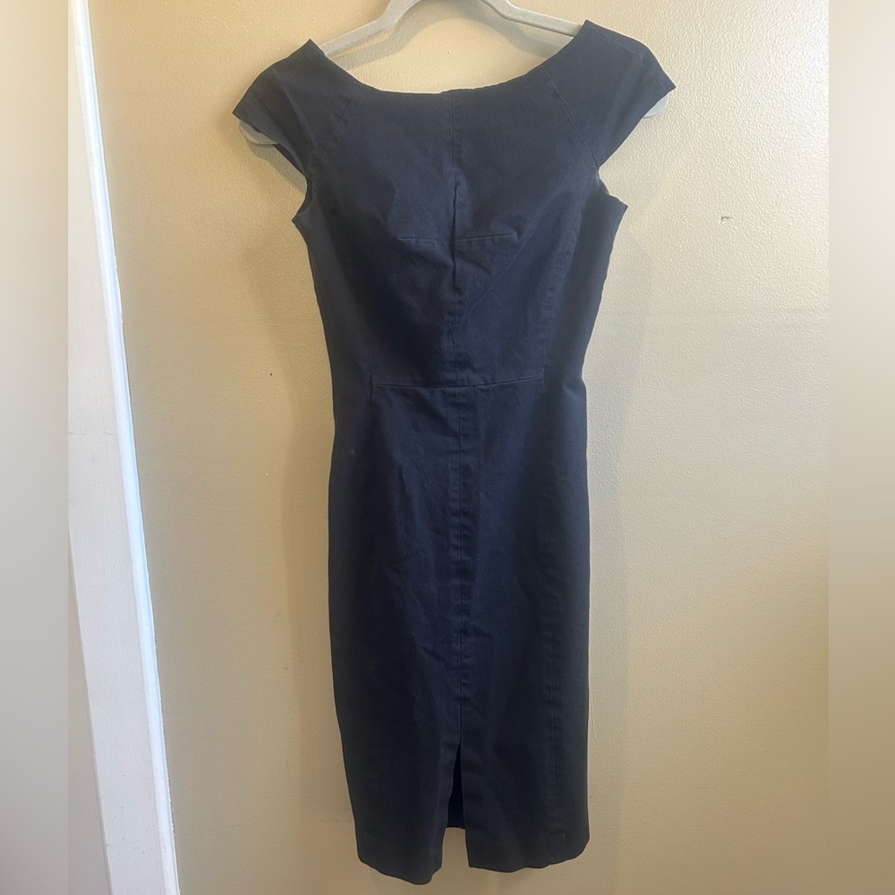 Banana Republic Little Black Dress Cap Sleeve XS Cocktail Work Sheath Cotton